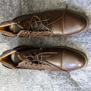 G H Bass men's Ryan lace/zip brown boots